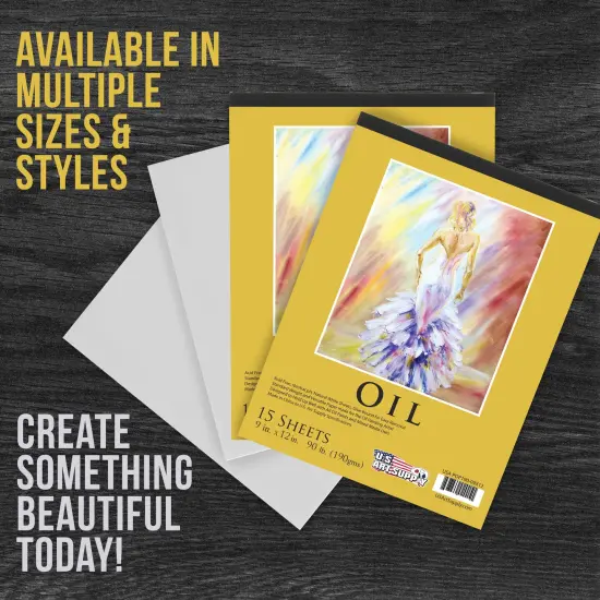 9" x 12" Premium Heavy-Weight Oil Painting Pad (2 Pack, 30 Sheets Total) - 90lb (190gsm) - Oil Pastel Paper for Students and Adults {5}