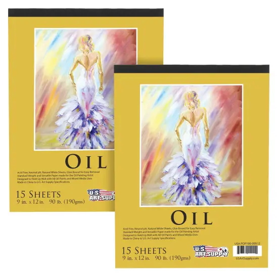 9" x 12" Premium Heavy-Weight Oil Painting Pad (2 Pack, 30 Sheets Total) - 90lb (190gsm) - Oil Pastel Paper for Students and Adults {1}