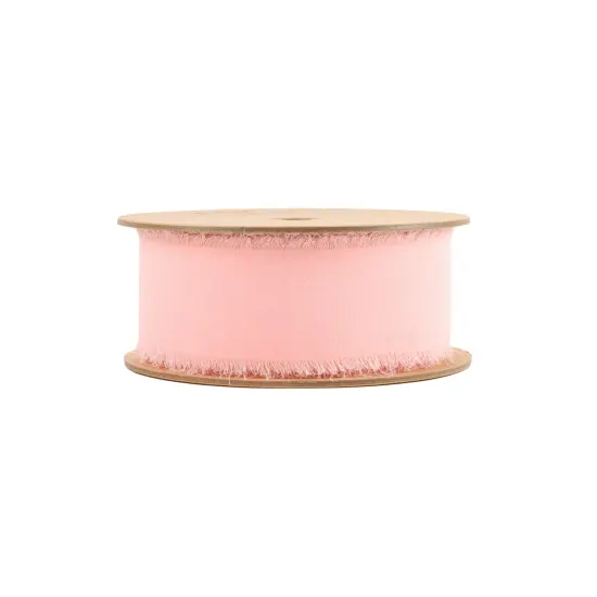 LaRibbons 1 1/2" Frayed Edge Chiffon Ribbon | 10 Yard Roll Pink {2}