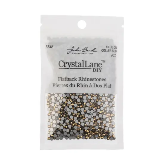 Crystal Lane DIY SS12 Glass Flatback Rhinestones, 2880pcs Metallic Gold {3}