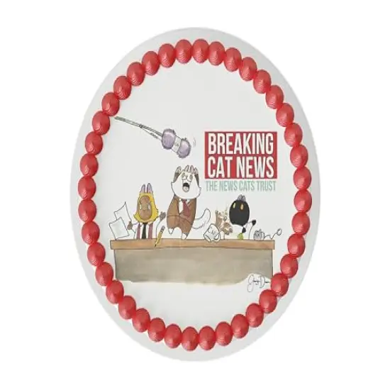 8 Inch Round Breaking Cat News Birthday Edible Cake Topper Kit {1}