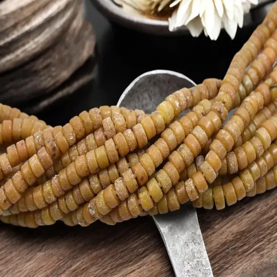 6x3mm Rustic Aged Camel Brown Indonesian Heishi Beads (20" Strand) {3}