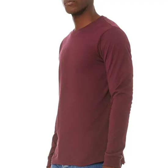 Bella + Canvas Long Sleeve T-Shirt, Men&rsquo;s Heavy Cotton Jersey Tee, Multicolor Maroon {2}