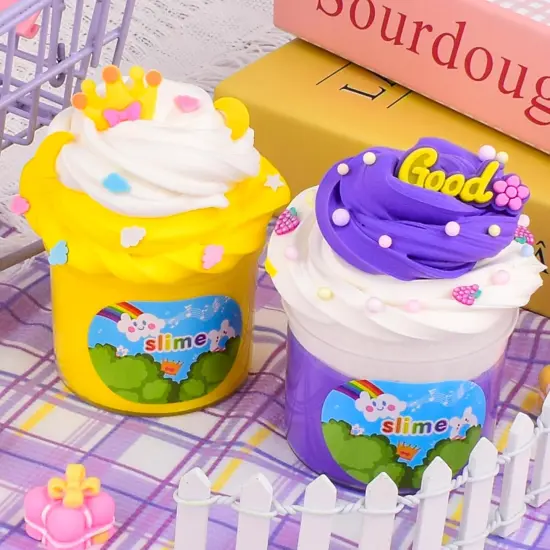 5 Pack Butter Slime Kit, Dual Colors Slime Set with Cute Slime Charms, Soft & No-Sticky, Scented Putty for Party Favors, Birthday Gift, Stress Relief Toys for Girls Boys {4}