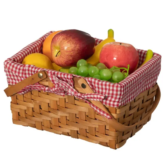 Double Handle Woodchip Basket with Liner - Perfect as Toy Organizer, Storing Fresh Fruits or Safeguarding Your Must-Have Beach Essentials for Unforgettable Holidays or Picnic Parties {7}