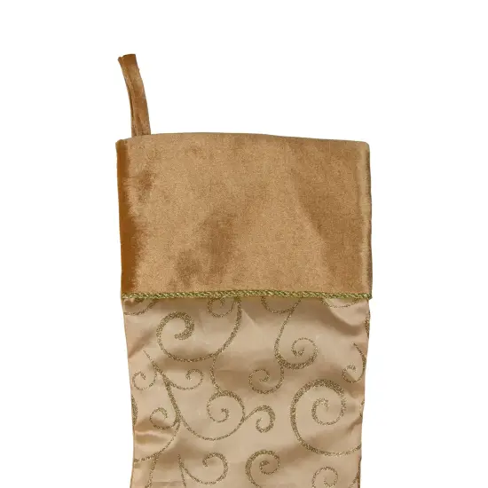 Northlight 20.5" Gold Glittered Swirl Christmas Stocking with Velveteen Cuff {7}