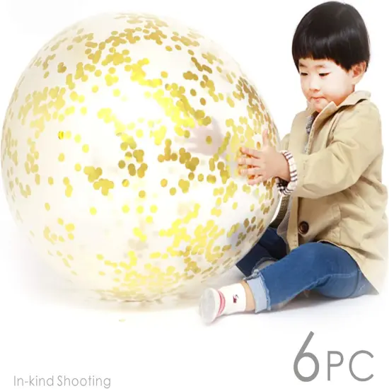 36 Inch Jumbo Confetti Balloons, Giant Latex Balloon with Gold Confetti (Premium Helium Quality) Pkg/6 Latex glitter balloons for Party/Birthdays/Wedding/Festivals Christmas and Event Decorations {2}