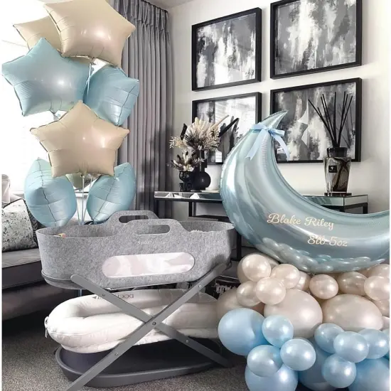 Blue White Star Balloons,12Pcs Baby Blue White Star Shaped Foil Balloons,18Inch Large Cream White Helium Mylar Balloon for Baby Shower Birthday Anniversary Party Decorations {3}