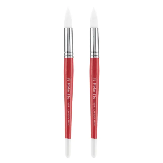 Creative Mark Polar Flo Professional Watercolor Brushes - Round Packs of 2- Short Handle, Nickel-Plated Seamless Brass Ferrule - Art Paint Brushes for Acrylic Painting, Watercolor, Gouache, and More {1}