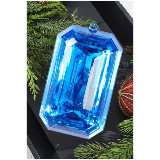 8" Acrylic Rectangle Jewel Ornament: Blue {4}