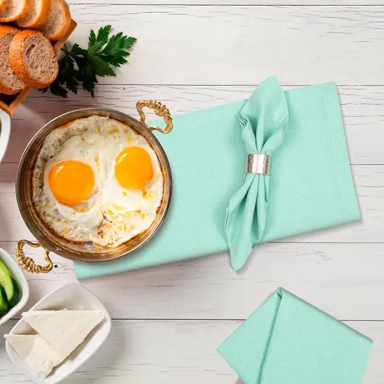 Dinner Napkin 18x18 inch Aqua,Everyday Napkins, Cotton Napkins, Wedding Napkins, Cocktails Napkins, Tailored with Mitered Corners & Generous Hem, Easy Care {3}