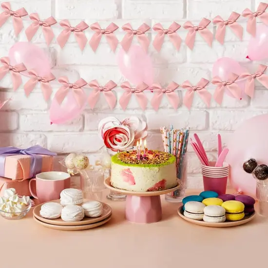 2pcs Bow Garland Banner, Ribbon Bow Party Decorations for Baby Shower Girls Bow Coquette Birthday Party Decor (Peach Pink) {3}