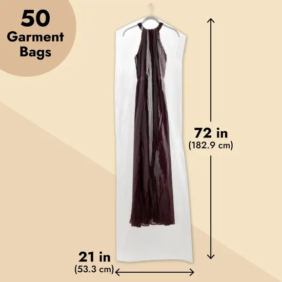 50 Pack Clear Plastic Garment Bags for Hanging Clothes, Long Dry Cleaning Bags for Suits, Shirts, Dresses (21 x 72 Inch) {4}