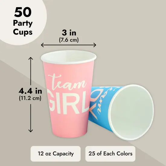 Paper Party Cups, Gender Reveal Party Supplies (12 oz, Pink and Blue, 50-Pack) {5}