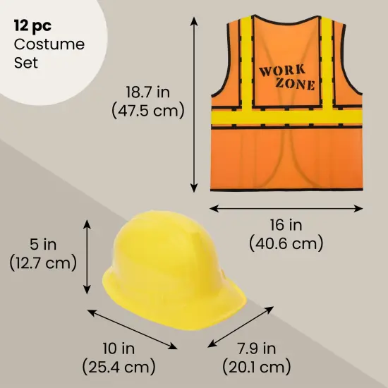 BLUE PANDA 6 Set Construction Worker Costume, Kids Construction Vest and Kids Hard Hat for Dress-Up, Construction Theme Birthday Party, or Halloween Costume, For Ages 3-14 Multicolor {2}