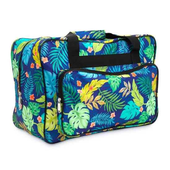 Tropical Leaves Sewing Machine Carrying Case - Universal Tote Travel Bag Accessories Organizer Compatible with Most Standard Machines (18.1 x 9.4 x 12.2 Inch) Multicolor {1}