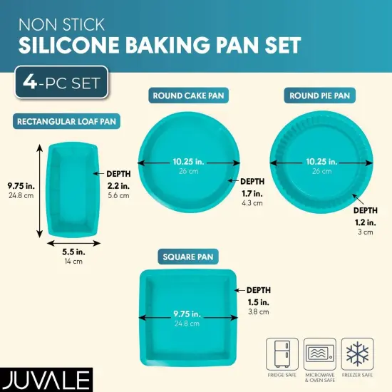 Silicone Baking Pans, Teal Cake Pan (4 Pack) Green {2}