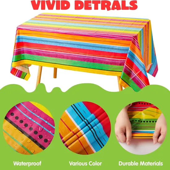 6 pcs Cinco De Mayo Printed Plastic Tablecover w/Multi Color Style (54 x 108 INCHES) for Fiesta, Taco Night, Birthday, and Mexican Themed Party {2}