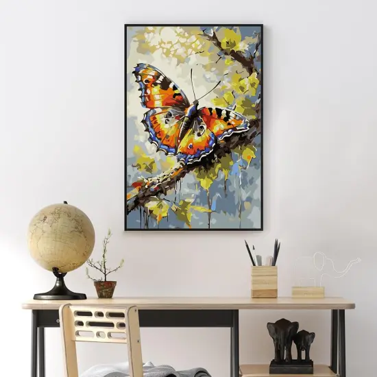 Framed Paint by Numbers Kit for Adults Beginner & Kids Ages 8-12, Butterfly Paint by Numbers with Frame, DIY Number Painting for Adults Butterfly for Home Wall Decor Gift 8X 12 inch {2}