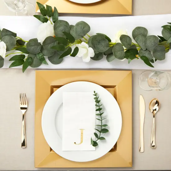 Sparkle and Bash 100 Pack Gold Foil Initial Letter J White Monogram Paper Napkins for Wedding Reception, Table Decorations (4 x 8 In) {2}