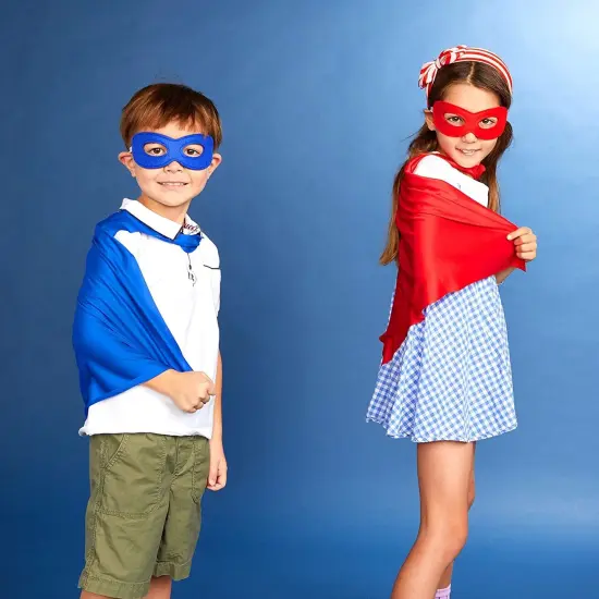 Comic Book Dress Up Capes for Kids Costumes (Black, Red, Blue, 12 Pack), For Ages 3-14 Multicolor {3}