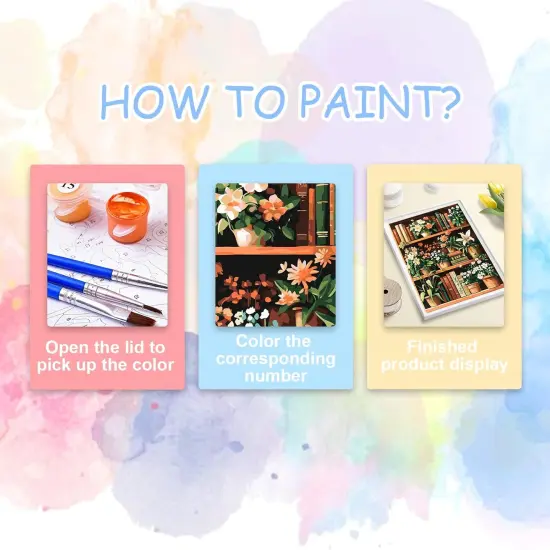 Plants Paint by Numbers for Adults-Paint by Numbers Kit for Adults, Bookshelf Painting by Numbers for Gift Home Wall Decor(Plants,16x20 inch) {4}