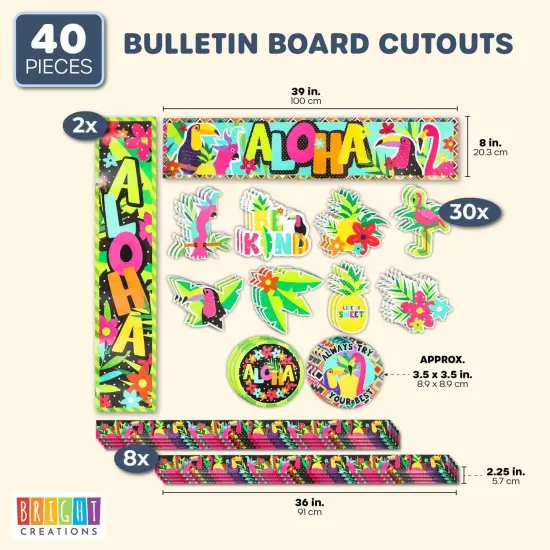 Tropical Classroom Bulletin Board Cutouts, Colorful Chalkboard Borders (40 Pieces) Multicolor {2}
