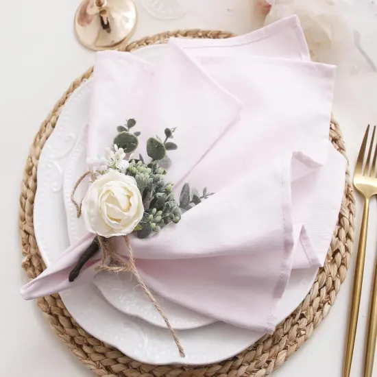 Spring Cotton Cloth Napkins Set of 12, Dinner Cloth Napkins Bulk, Wedding Christmas Thanksgiving 17 * 17'' Light Pink {2}
