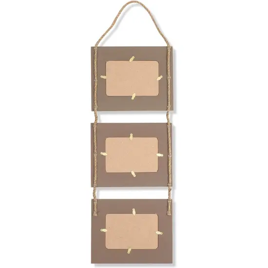 Hanging Beach Picture Frames for 4x6 Photos, Rustic Nautical Home Decor (9 x 30 x 0.25 In) Brown {3}