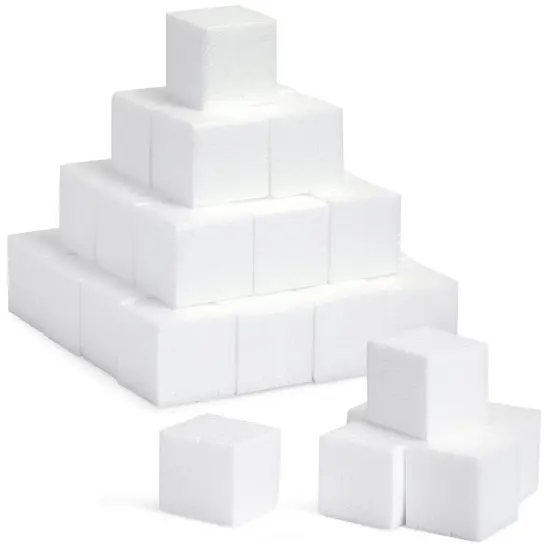 30 Pack Foam Craft Blocks for Modeling, 3 Inch Mini Square Cubes for Sculpting, School Projects (White Polystrene) {1}