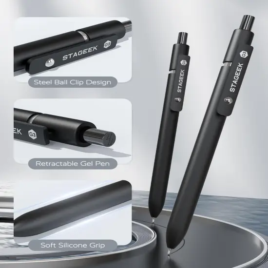 Black Gel Pens, 12Pcs Fine Point Smooth Writing Pens with 3 Extra Refills, Quick Dry Black Ink Pens for Journaling, Office, Note Taking, School Supplies, Nurse Aesthetic(Black) {3}