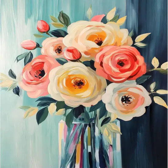 Flowers Paint by Numbers Kit for Adults- Floral Adult Paint by Number Kits, Acrylic Painting by Numbers Kit {1}