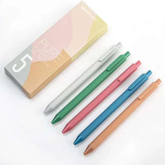 Soft Touch Retractable Gel Ink Pens 0.5mm Fine Point (Morandi Colors 5-Pack Colored Ink) {2}