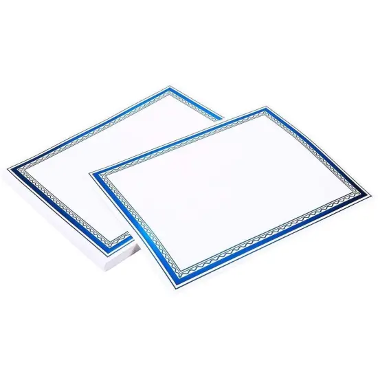 Certificate Paper with Blue Foil Border, Award Certificates (White, 8.5 x 11 in, 50-Pack) {7}