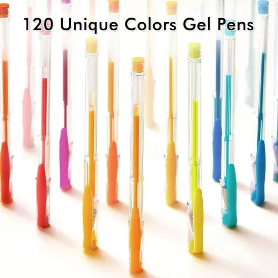 120 Unique Colors (No Duplicates) Gel Pens Set for Adult Coloring Books Art Markers {4}