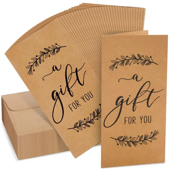 36 Pack Money Cards with Envelopes, A Gift for You Cards for Cash, Holiday's, Birthday's (Kraft Paper, 3.5 x 7.25 In) Brown {1}