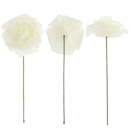 Bright Creations 3" Artificial Rose Flowers 60pcs Real Looking Fake Rose with Stem for DIY Wedding Bouquets and Bridal Shower, Cream White {7}