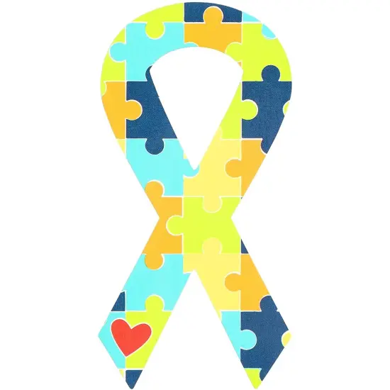Autism Awareness Ribbon Stickers Roll (1.5 x 3 in, 500 Stickers) Multicolor {5}
