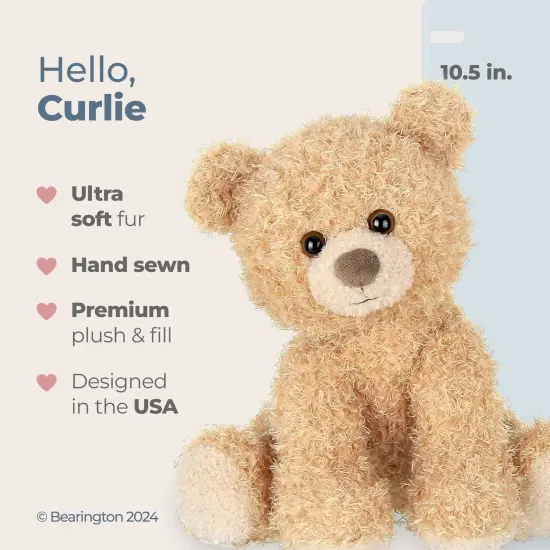 Bearington Curlie Plush Teddy Bear Stuffed Animal, 10.5 Inch, For Ages 1-14 Brown {2}