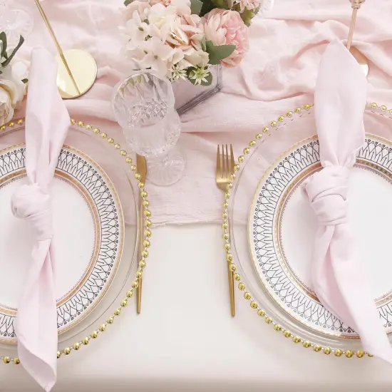 Spring Cotton Cloth Napkins Set of 12, Dinner Cloth Napkins Bulk, Wedding Christmas Thanksgiving 17 * 17'' Light Pink {4}