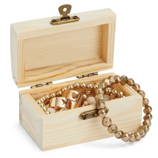 12 Pack Unfinished Wooden Boxes for Crafts, Party Favors for Birthday Parties, Baby Shower, Treasure Chest with Lid and Clasp, Pirate Decorations (3.5 x 2.2 x 2 In) {6}