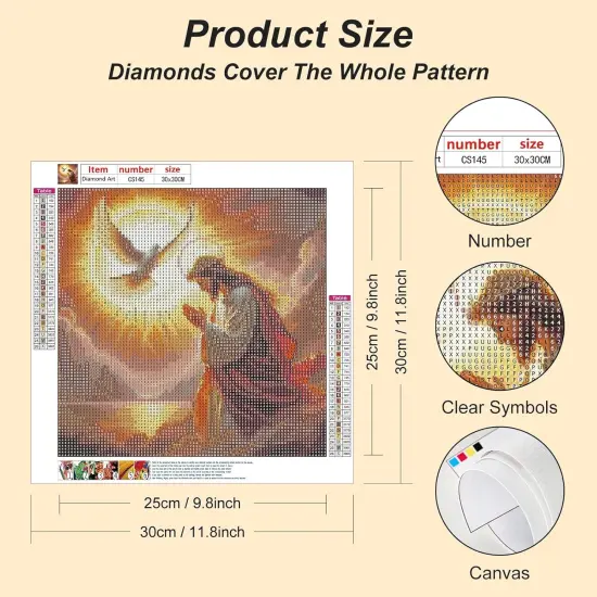 Jesus Diamond Painting Kits for Adults, 5D DIY Diamond Art Kits for Beginners, Full Drill Diamond Painting Kits for Home Wall Decor, 12x12 Inch {2}
