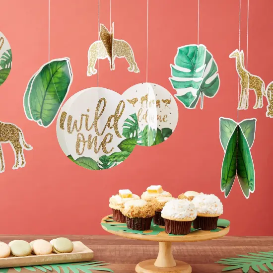 24 Piece Hanging 3D Jungle Safari Theme Party Decorations for Wild One Jungle Birthday Party Supplies (6-7 In) Multicolor {2}