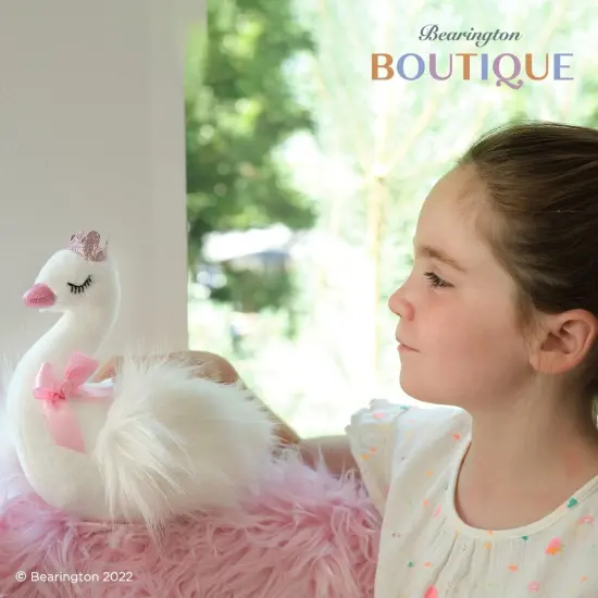 Bearington Grace Princess Swan Plush Stuffed Animal with Crown, 8 inches White {7}