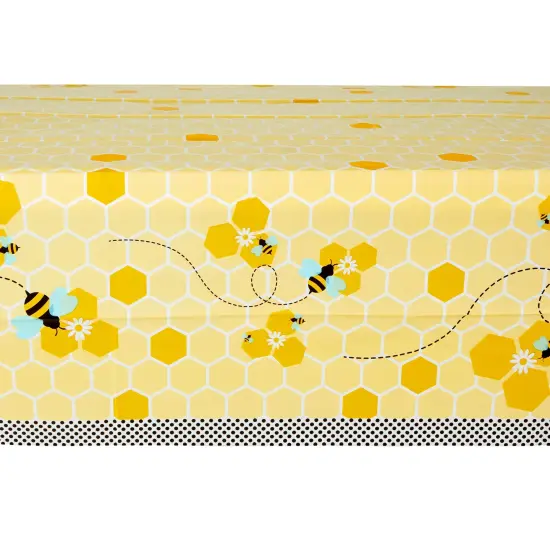 3 Pack Bee Tablecloth, for Kids Birthday Party, Baby Shower, Bumble Bee Gender Reveal Decorations, (54 x 108 In) {6}
