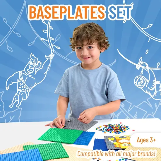 Strictly Briks Compatible with Lego 8 Pack Classic Baseplates 10x10 in, Stackable Building Plates with 32 x 32 Studs, Mats, Bases, Boards, Sheets 100% Compatible with Major Brands, Ages 3-14 Multicolor {7}