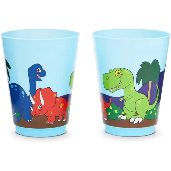 16 Pack Plastic Dinosaur Cups for Kids, Cartoon Dino Party Favors for Birthday Party Supplies (16 oz) Multicolor {4}