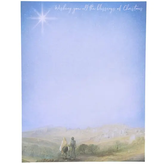 Paper Junkie 96 Sheets Nativity Scene Christmas Stationary Paper for Writing Christmas Letters, Decorative Printer Paper, Printer Friendly Paper for Festive Gifting Season and Holidays (8.5 x 11 In) Blue {4}