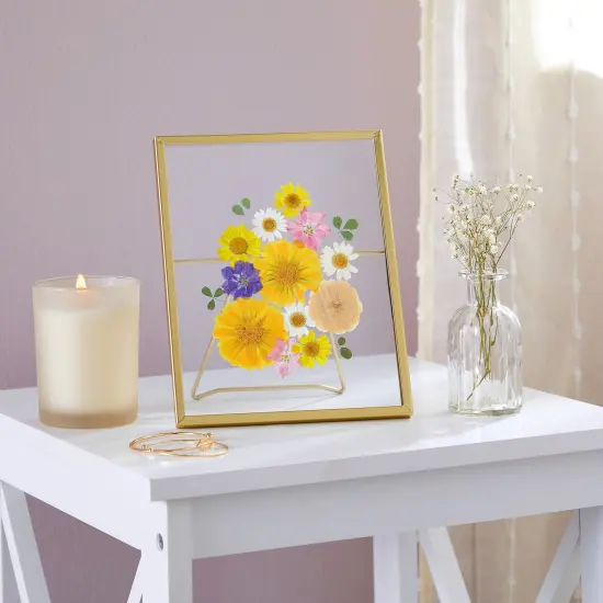8 Pack Gold 5x7 Floating Glass Picture Frames for Tabletop, Pressed Flowers, Home Decor {2}