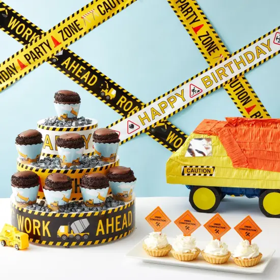 3 Pack 100 Foot Rolls Birthday Caution Tape for Construction Party Decorations (3 Inches Wide) Yellow {3}